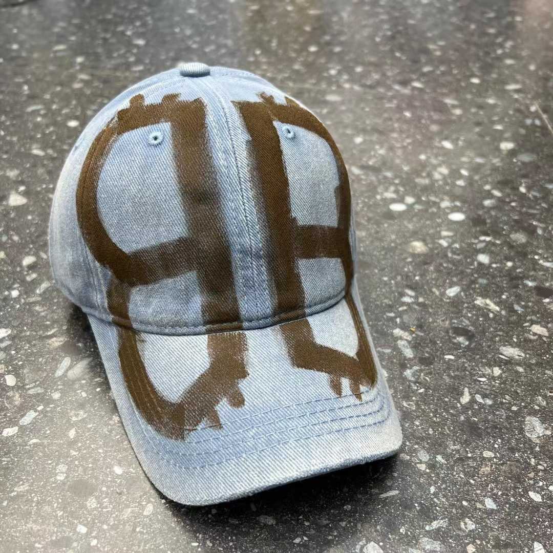 Wide Brim Hats Bucket Hats Korean version internet celebrity trendy brand hand painted letter baseball cap for women in spring and summer washed and w