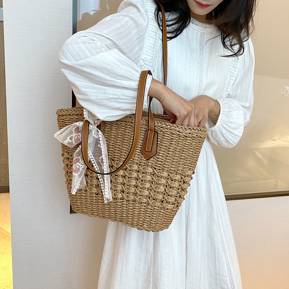 Woven high-capacity for women's 2024 new summer hollow out shoulder bag, beach commuting tote bag #swissmilitary