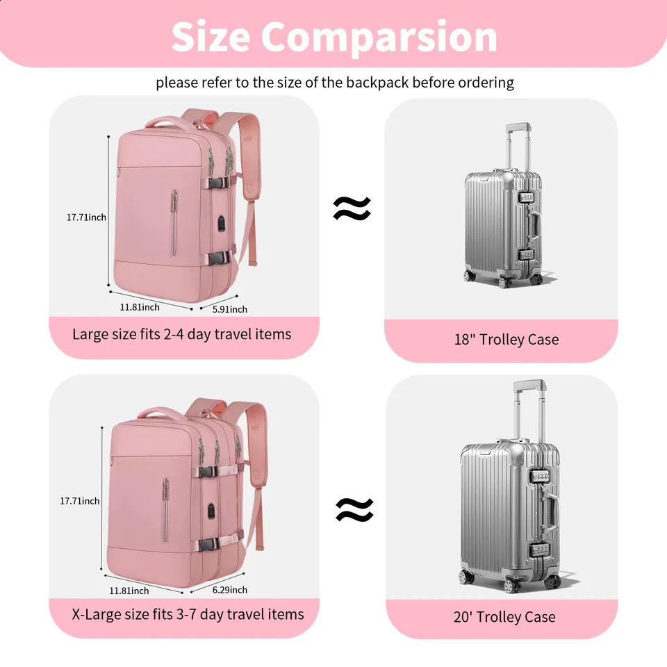 Ship from U.S. Travel Backpack for Women Man Large Capacity Carry On Luggage Travel Bag with USB Charging Port Personal Item Backpack 15.6inch 250228F