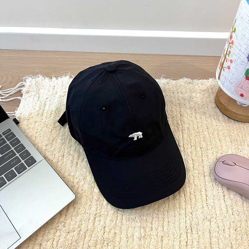Ball Caps Polar Bear Embroidered Baseball Hat Womens Summer Quick Drying Korean Edition Versatile Big Head Circumference Show Face Small Sunscreen Sof