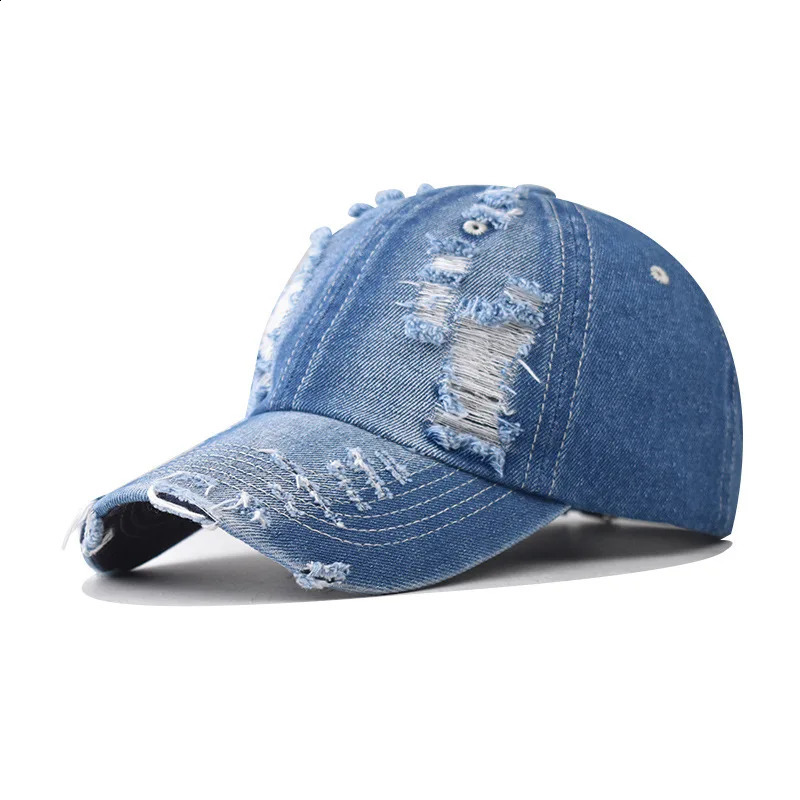 Summer Outdoor Sun Shade Washed Denim Hat For Men Trucker Hats High Quality Women Cap Worn Hole Baseball Caps 250218