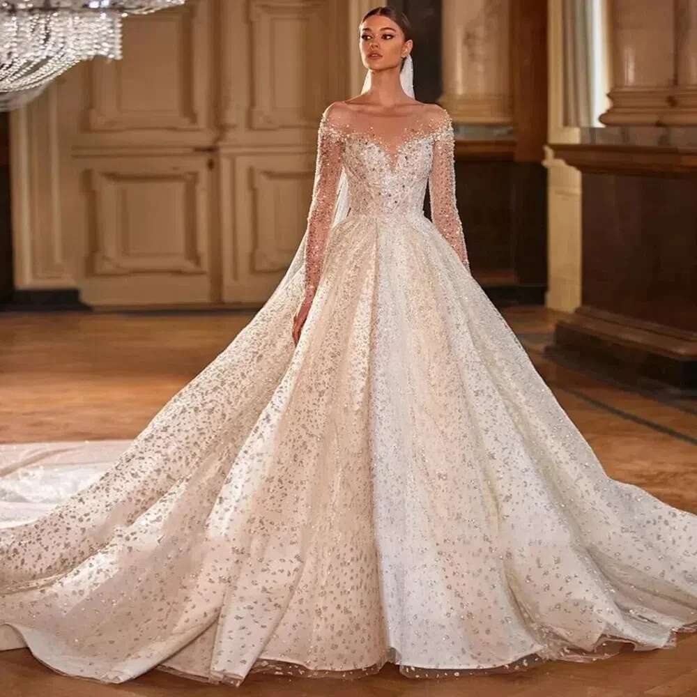 Exquisite of the bride rhinestone sequins lace wedding big size custom color novia dresses