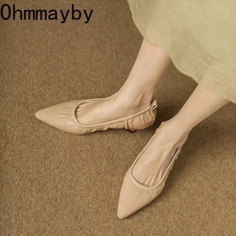 Retro Style Pointed Toe Women Mary Jane Fashion Shallow Slip On Spring Autumn Dancing Party Low Heel Shoes