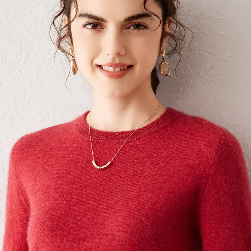 100% Goat Cashmere Sweater Round Neck Sweater Womens Autumn And Winter Loose Knit Pullover With Casual Bottoming Casual Top 250227