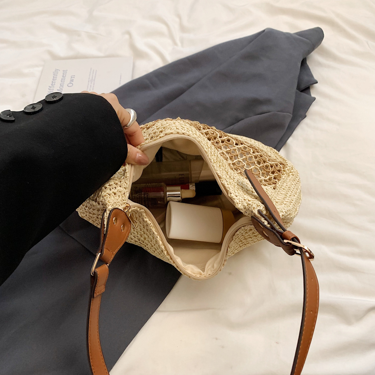 2025 New Fashionable Summer Commuter Straw Women's Trendy Large Capacity Crossbody Bag Casual Woven Beach Single Shoulder #swissmilitary