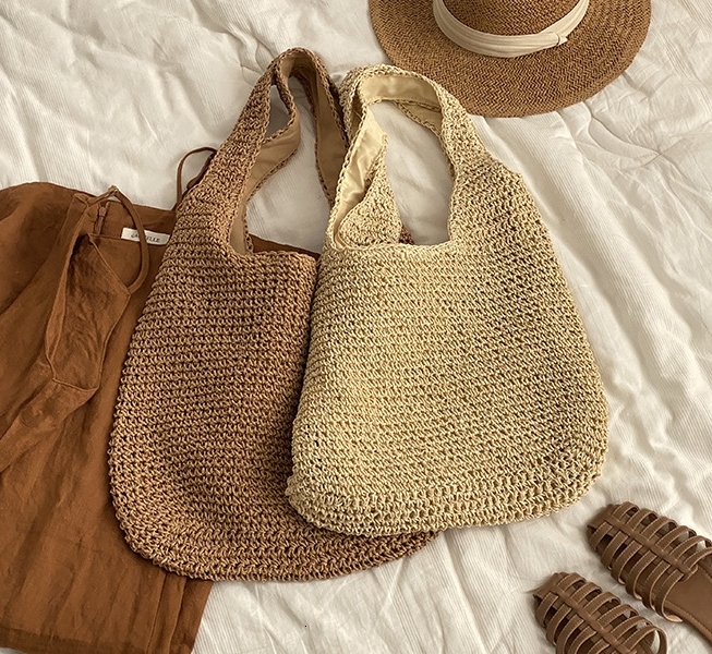 Shengbangrong Beach Grass Woven Single Side Seaside Large Capacity Bag Diagonal Vacation Shoulder Women's Summer Canvas #swissmilitary
