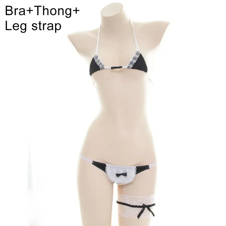 Bandage Cute Bikini Set Japanese Maid Cosplay Women Mini Swimwear Bathing Sweet 250227Z