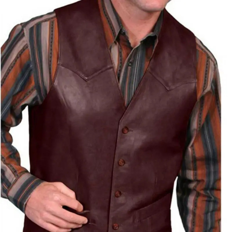 European business mens Vest fashion casual retro solid color V-neck button Western sleeveless mens Vest suit vest 250225