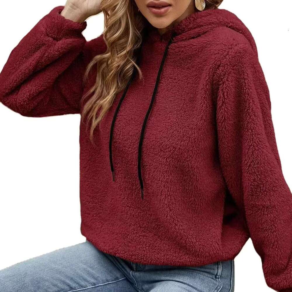 Europe And America Fall/Winter New Style Classy Knitted Solid Color Hooded Sweatshirt