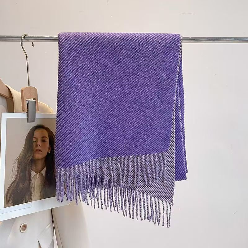 T193 autumn and winter new thick warm scarf women's wrinkled long solid color large shawl style Korean version all-match