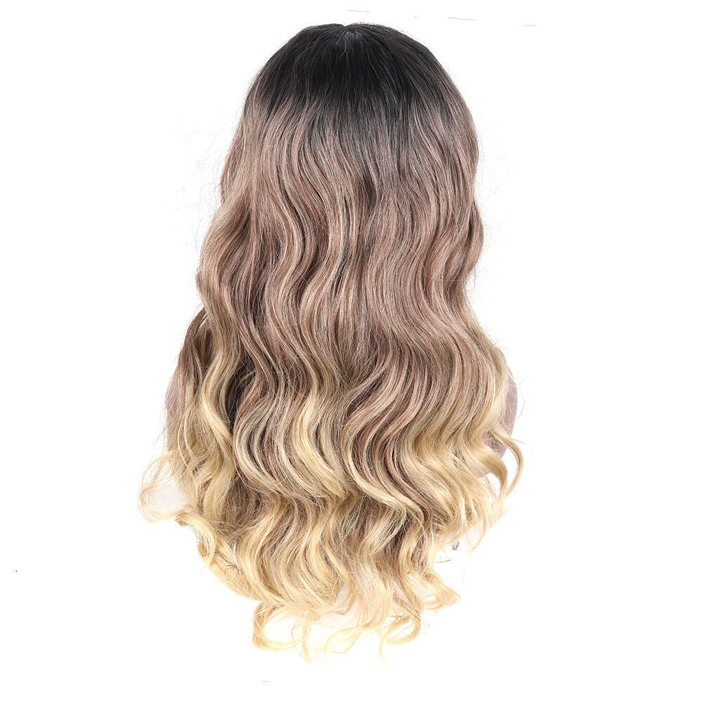HD Front Lace Wig Women S Fashion Big Wave Front Lace Gradient Color Long Curled Hair Chemical Fiber Wig Headset Wigs