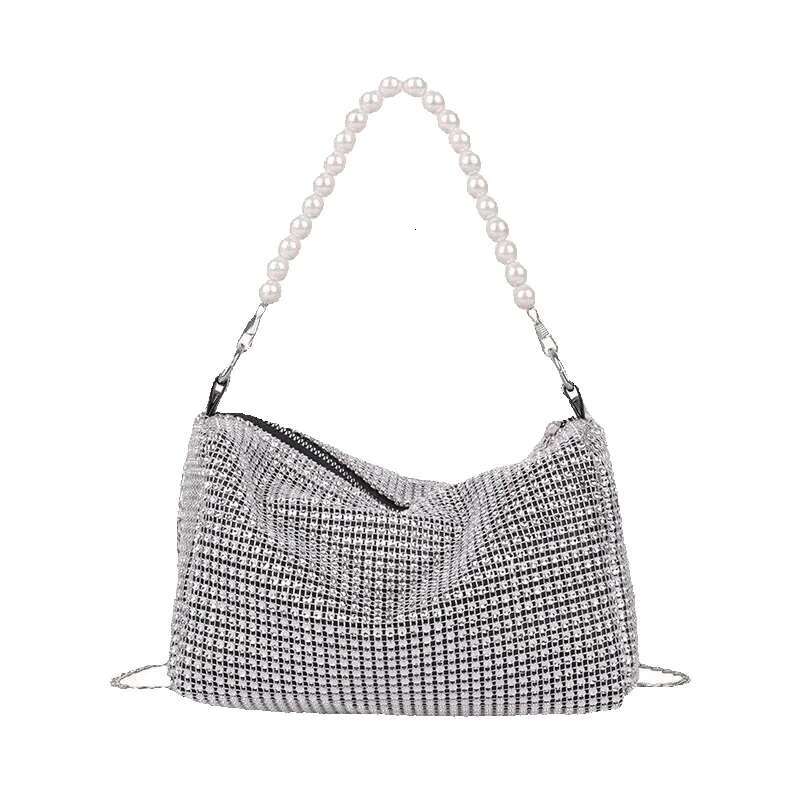 French Girl Evening Fashion Ladies Crossbody Crushed Dias Chain Women's Bag Pearl Shoulder Strap