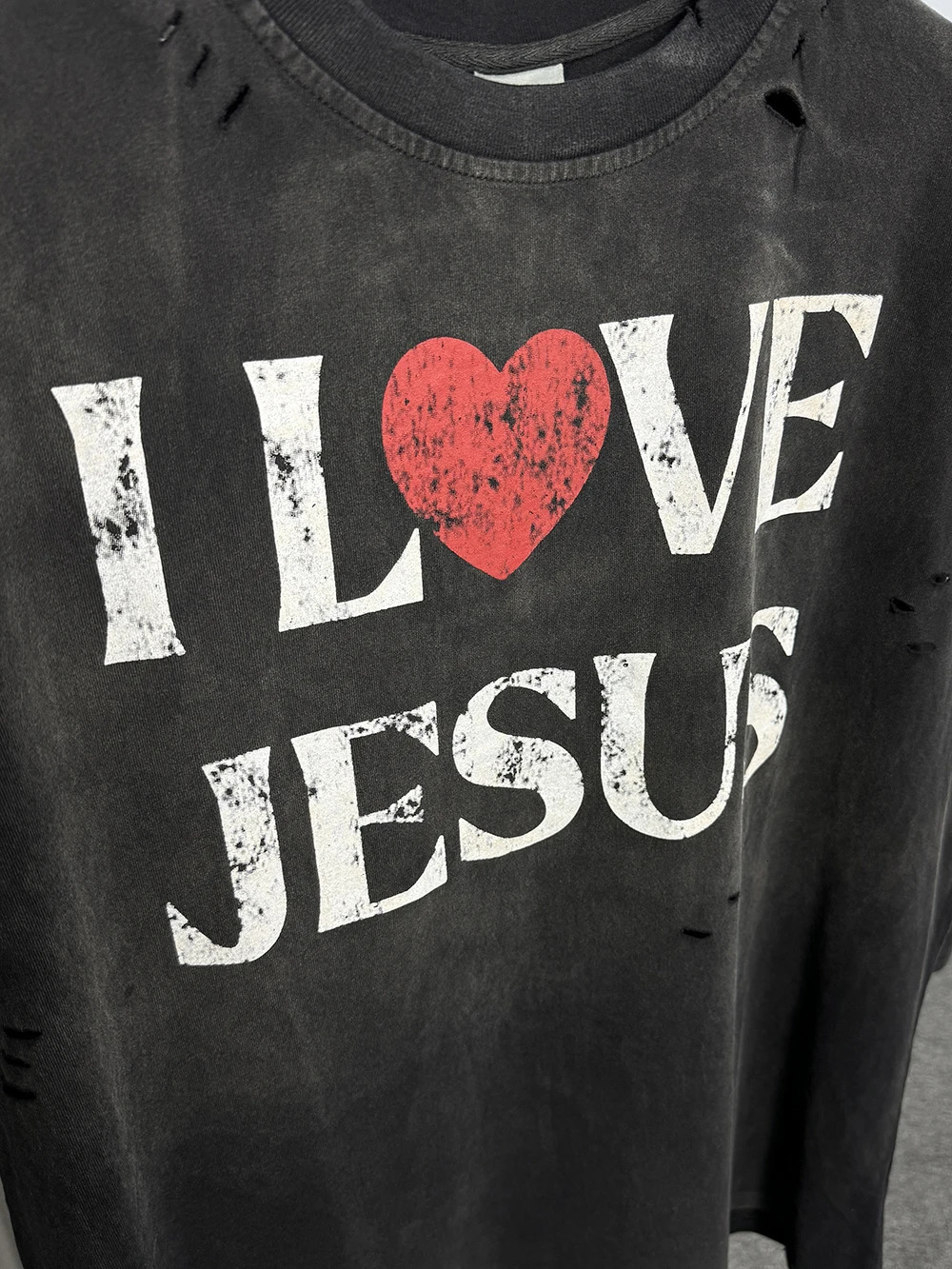 25ss Retro Vintage Cotton Vest Streetwear Oversize Tops Men Clothing I LOVE JESUS Graphics Print Sleeveless T Shirt For Men Y2k 250226