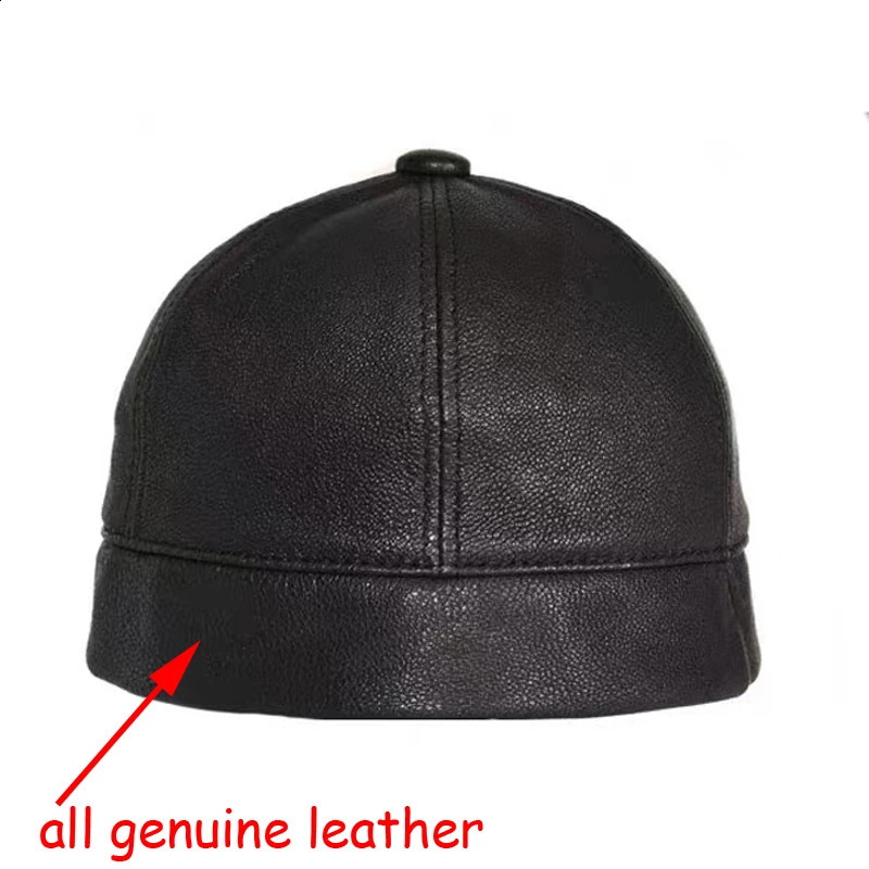 Genuine Leather Skull Cap Women Retro Watermelon Thin Beanie Hats Men Casual Black Cabbie Bone Bonnet Mujer Fitted Round Gorra 250221