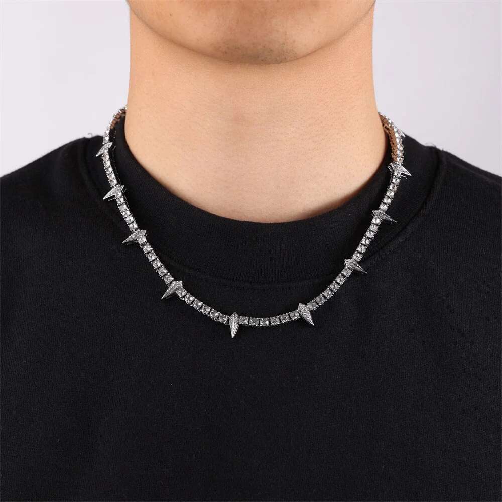 New Hip Pop 4mm Tennis Chain Dropwater Bg Iced Out Colorful Rhie Necklaces For Men Women Choker Jewelry Party Gift 18"