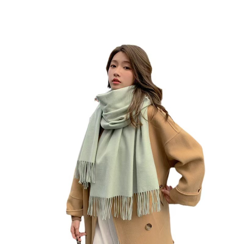 K013 Cashmere scarf women winter thick solid color wool scarf versatile Korean shawl men autumn and winter white scarf wholesale