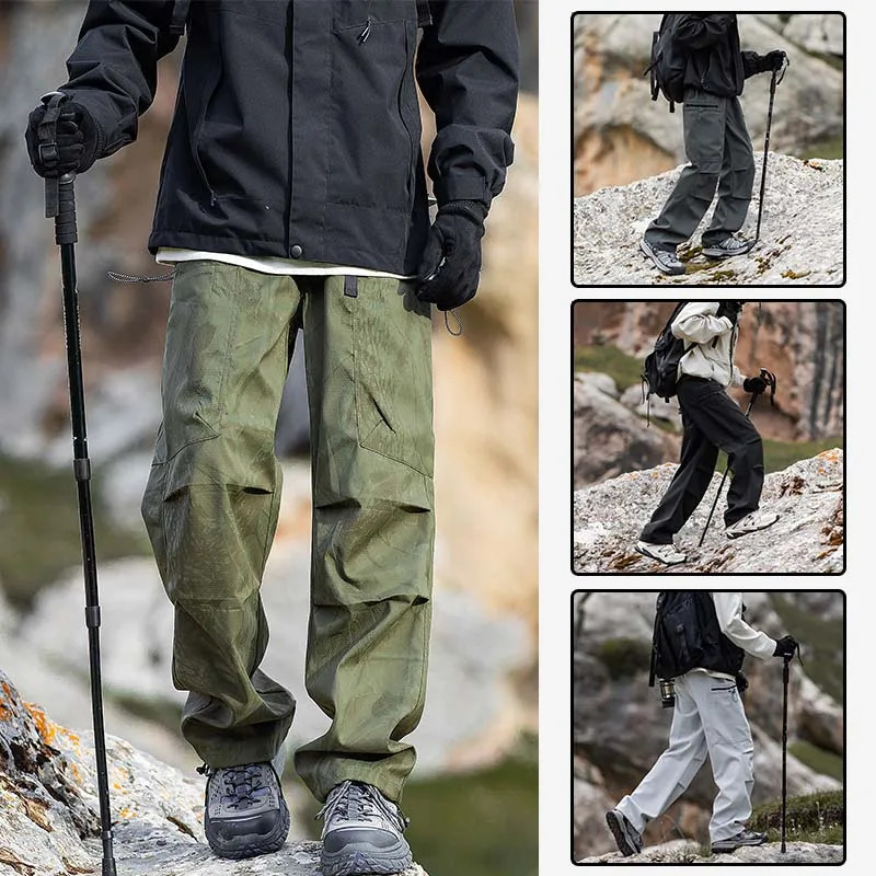 Autumn Mens Cargo Hiking Pants Waterproof Windproof Trousers Outdoor Camping Antifouling Sport Pants Fishing Cycling Trip 250227
