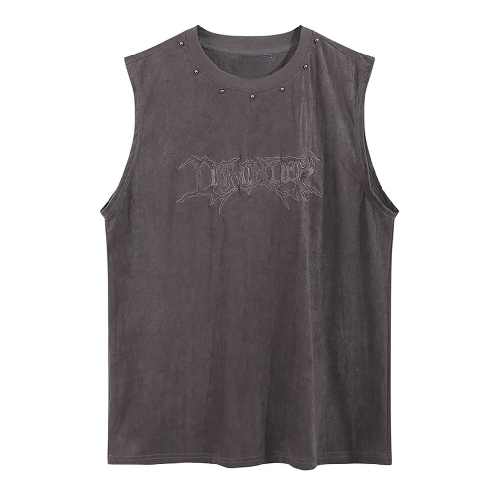 Vintage Mens Y2K Vest Letter Washed Tank Tops Summer High Street Punk Style Vest Hip Hop Unisex Sleeveless T-shirts Streetwear 250226