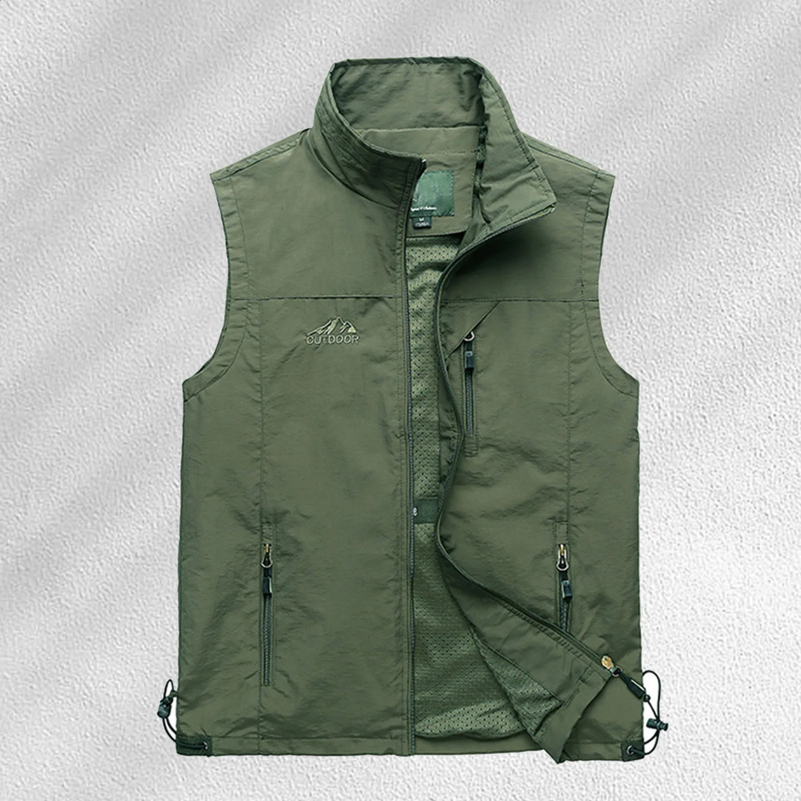 Soild Vest For Mens Leisure Travel Fishing Outdoor Work Jacket Casual Waistcoat With Pocket Zipper Breathable Outwear Chalecos 250228Z