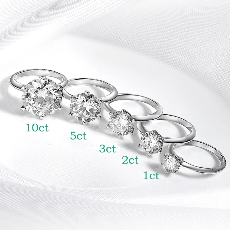 Smyoue 10CT 14mm GRA Real Engagement Ring for Women Classic Bride Lab Diamond promise Band 925 Sterling Silver 250219