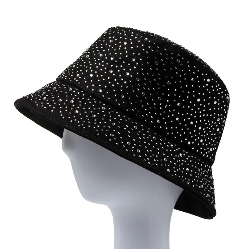 Shiny Full Diamond Colored Diamond Bucket Hat Light Lady Fisherman Cap Summer Fashion Sun Hats Sombrero Casual Basin Caps 250227