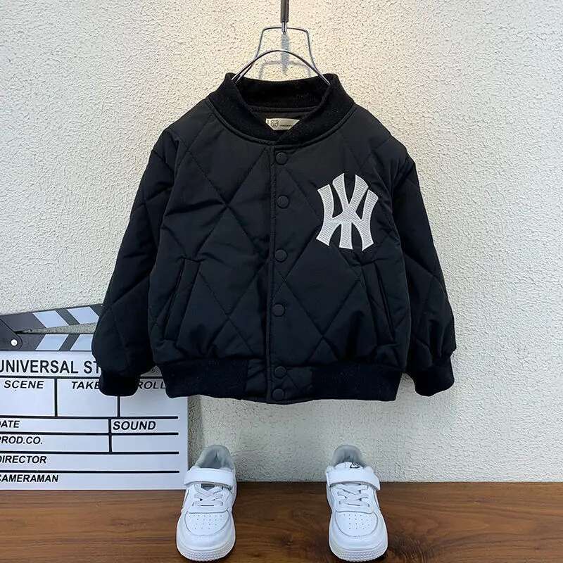 Ddmyshoesvip Autumn And Winter Quilted Padded New Children Fleece Jacket Boys Handsome Baseball Uniform