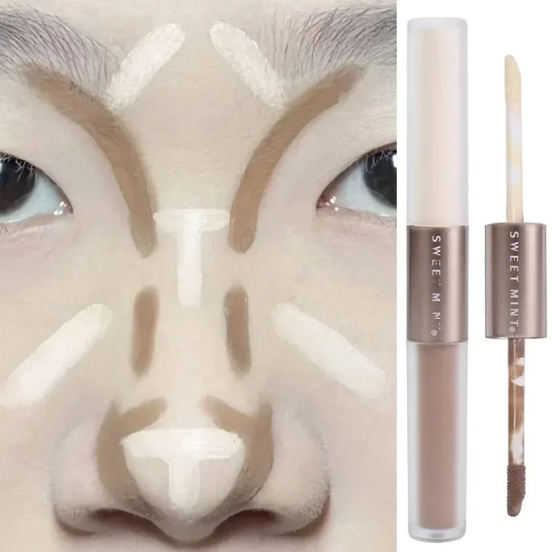 Doubleended Highlighting Contouring Stick 2in1 Concealer Pencil Cement Grey Threedimensional Nose Shadow Bronzers Makeup Pen 250219