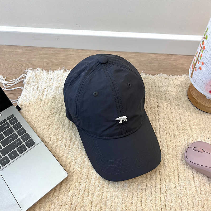 Ball Caps Polar Bear Embroidered Baseball Hat Womens Summer Quick Drying Korean Edition Versatile Big Head Circumference Show Face Small Sunscreen Sof