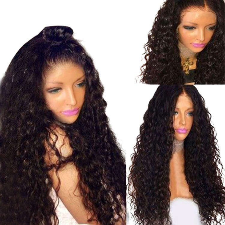 HD Front Lace Wig Black Small Roll Synthetic Wig With Half Hand Hook Front Lace Headband Selg Well