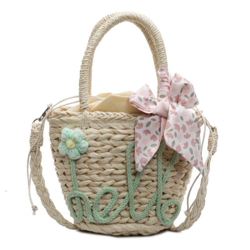 Handheld straw bucket for women 2025 new summer fashion woven single shoulder crossbody bag, vacation beach bag #swissmilitary