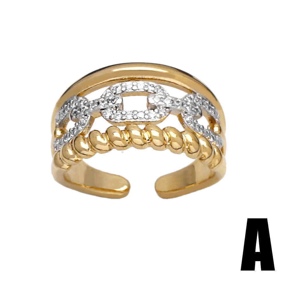 designer ring New Jewelry Set with Zircon Ring, Female Small and Luxury, High Grade Gold Plated Round Open designer Ring riq17