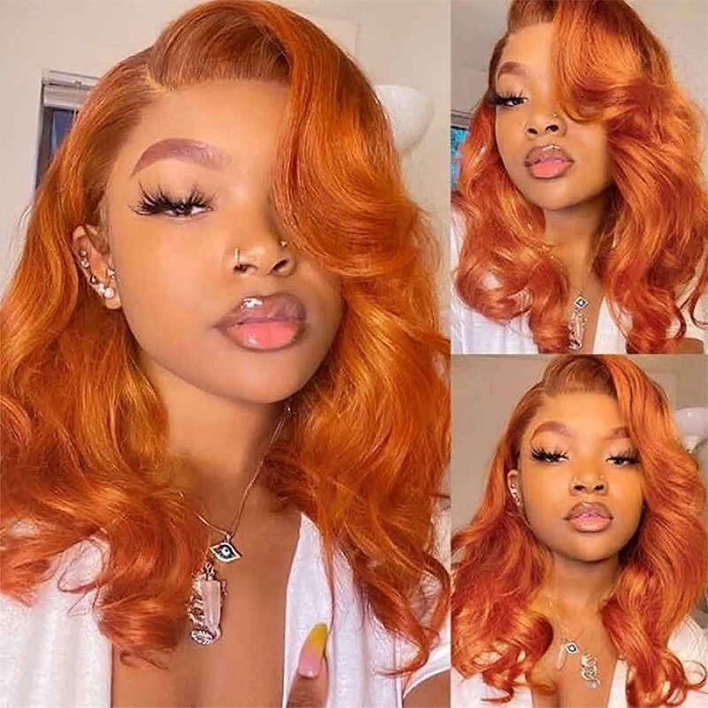 HD Front Lace Wig Wig Real Set Ginger Body Wave Human Hair Lace Wigs