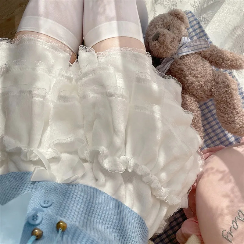 Japanese Lolita Kawaii Short Pants Women Bow Pleated Sweet Shorts Female Korean Fashion Elegant Casual Y2k Cute Shorts 250227
