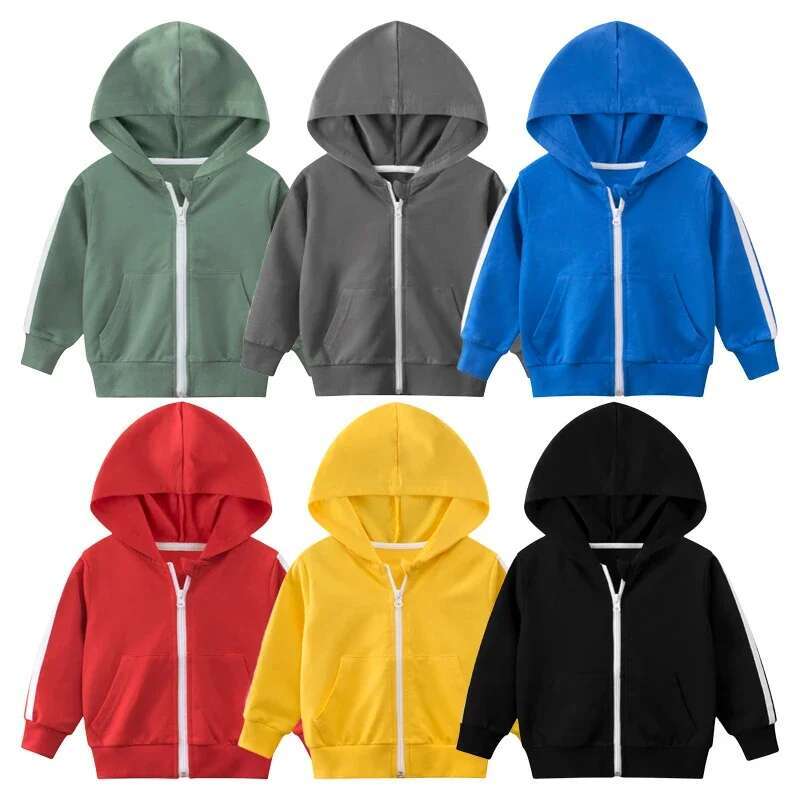Ddmyshoesvip Spring Autumn New Zipper Jackets For Boys Children S Hooded Coat Kids Clothes Cardigan Girls Stripe Long Sleeve Hoodie Tops