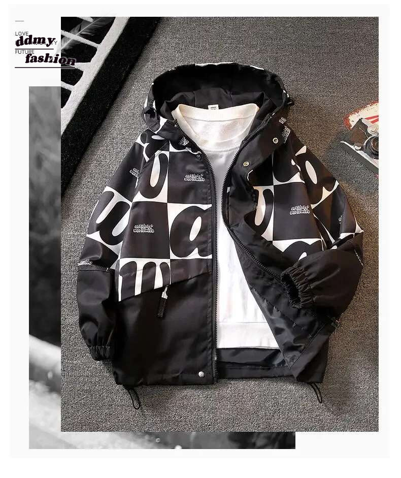 Ddmyshoesvip Big Size Spring Fall Teenager Boys Coats Casual Outdoor Hooded Sweatshirt For Kids Yrs Handsome Children Windbreaker Jacket
