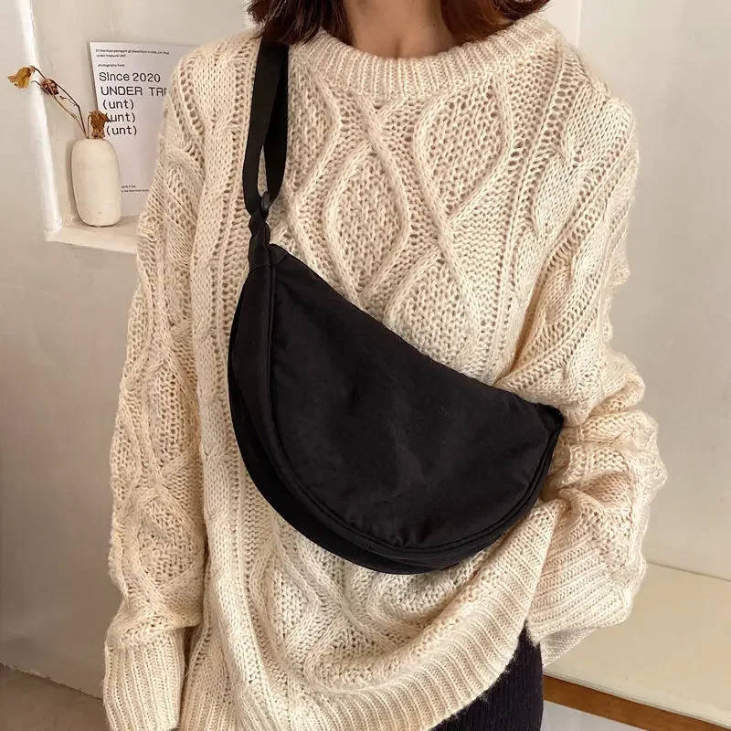 Simple n Womens Messenger Bag Fashion Ladies Nylon Hobos Small Shoulder Bags Vintage Female Girls Purse Cloth Handbags 250218