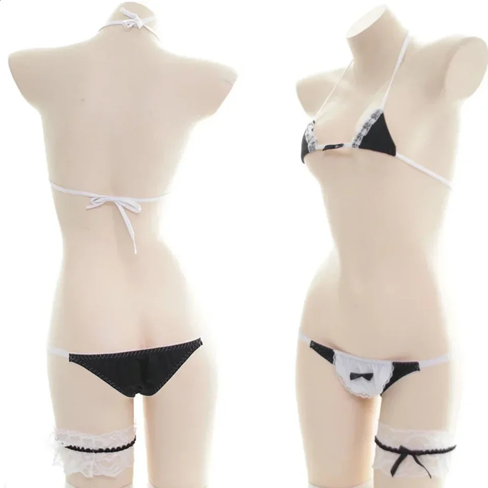 Bandage Cute Bikini Set Japanese Maid Cosplay Women Mini Swimwear Bathing Sweet 250227Z