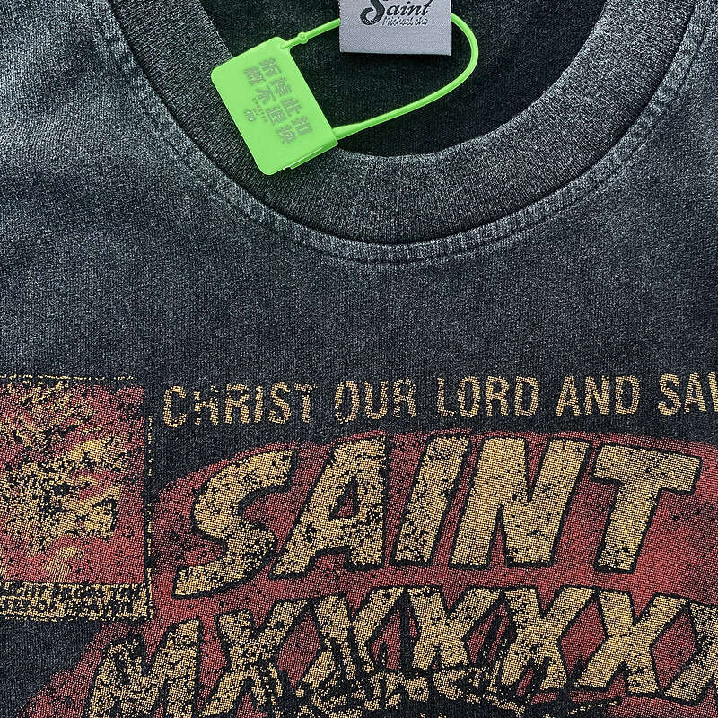 SAINT MICHAEL commemorative high street distressed washed vintage loose men's short sleeved trend
