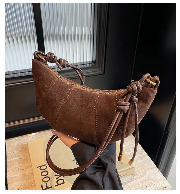 New Style5 High Quality Shoulder Veet Material Zipper Solid Color Simple Fashionable Crossbody Bag Soft Western Style Handbag