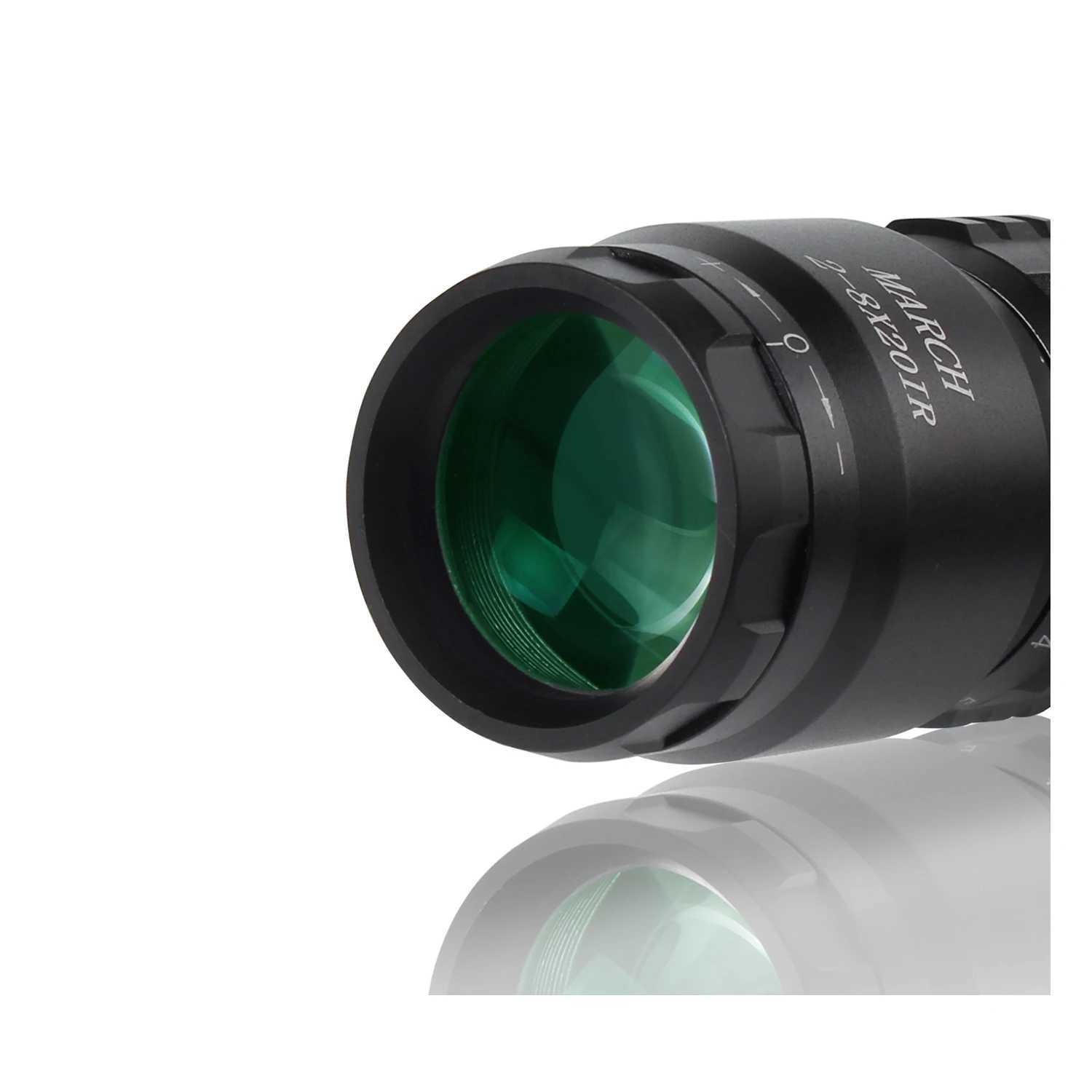 March 2-8x20 IR Tactical RiflesScope free mount Optics Rifle Scopes sight HD R/G Hunting Scopes night vision scope Sniper rifle X250228