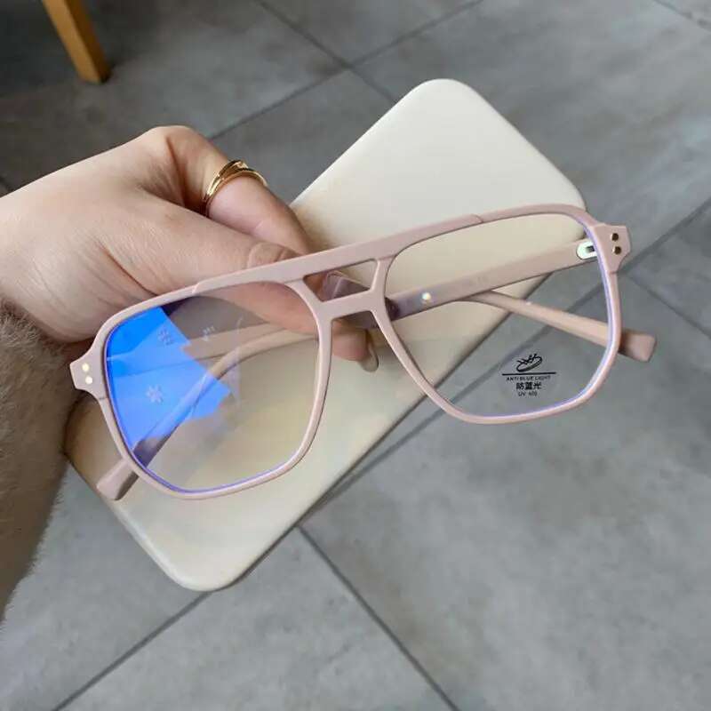 Retro Fashion Anti-blue Light Men Women Transparent Computer Eyeglass Frame Flat Glasses Square Eyeglasse