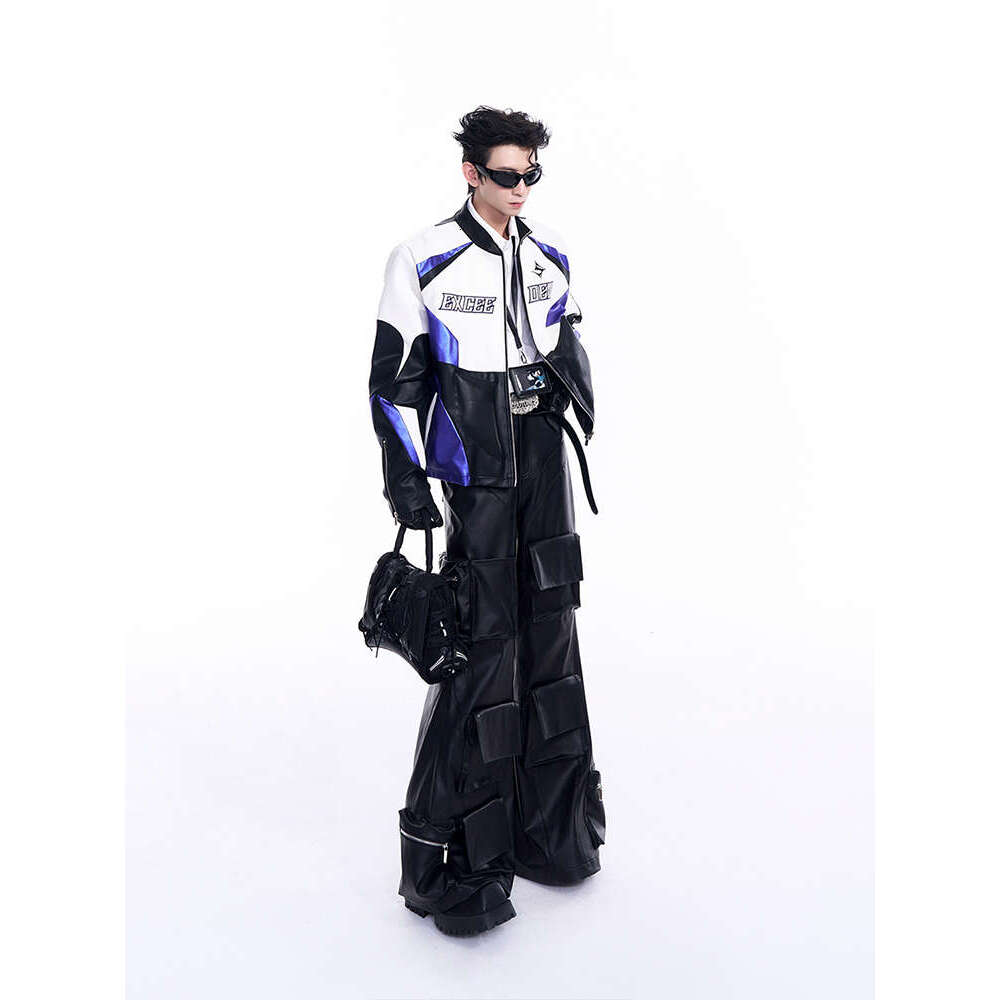 Leather Pants STARMotorcycle Leather Jacket For Men, Autumn Winter, Embroidered Letters, Three-Dimensional Silhouette, Cool And Stylish