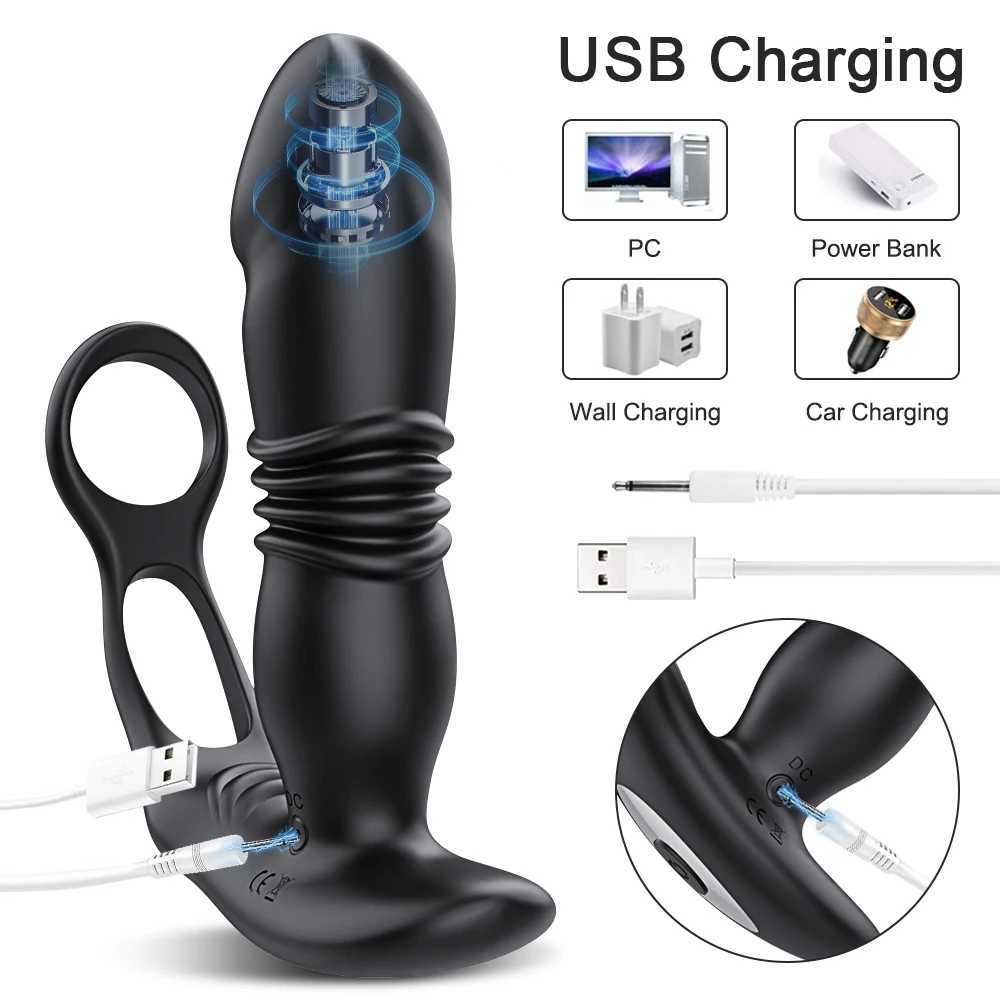 Male Thrusting Prostate Massager Bluetooth APP Vibrator for Men Gay Anal Plug Wireless Remote Butt Plug Sex Toy for CouplesW250228
