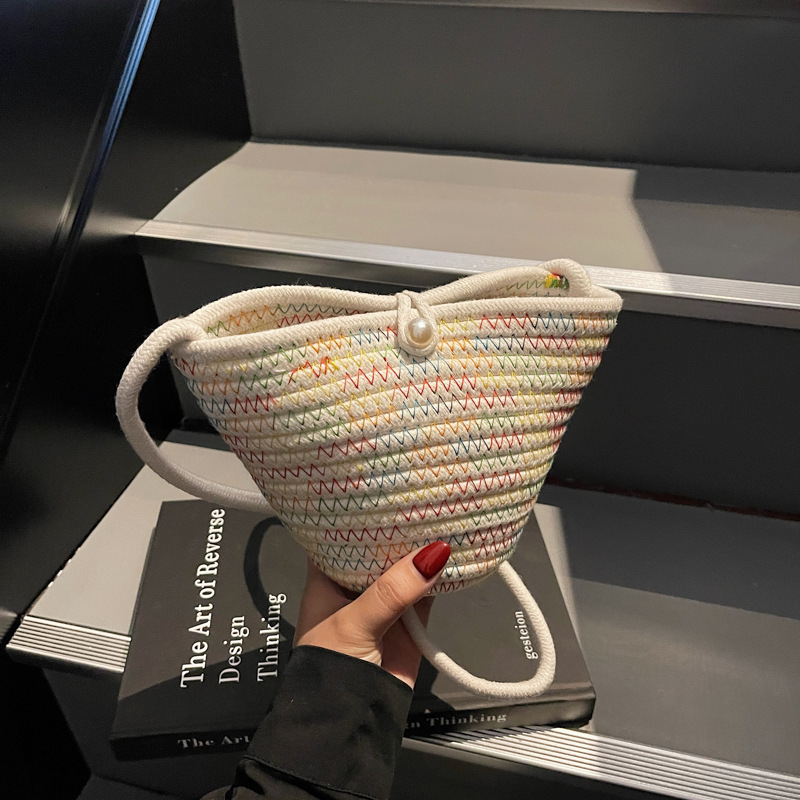 2025 New Summer Handmade Woven Straw Fresh Handbag, Beach Style Colorful Vacation Crossbody Bag, Small #swissmilitary