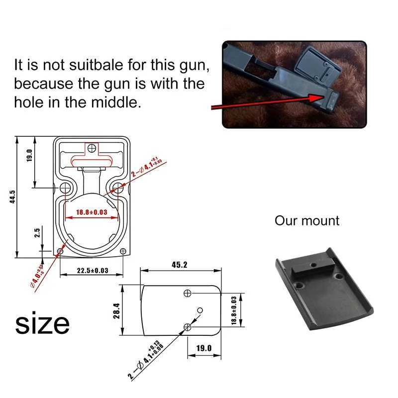 Mini RMR Red Dot Sight Collimator Rifle Reflex Sight Scope fit 20mm Weaver Rail Airsoft / Hunting Rifle Triangle x Dot x X250228