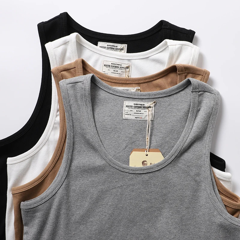 American Vintage Casual Heavyweight 280gsm 100% Cotton Pit Strip Sleeveless Vest Solid Stretch Tank Tops 24ss Y2k Cool 250226