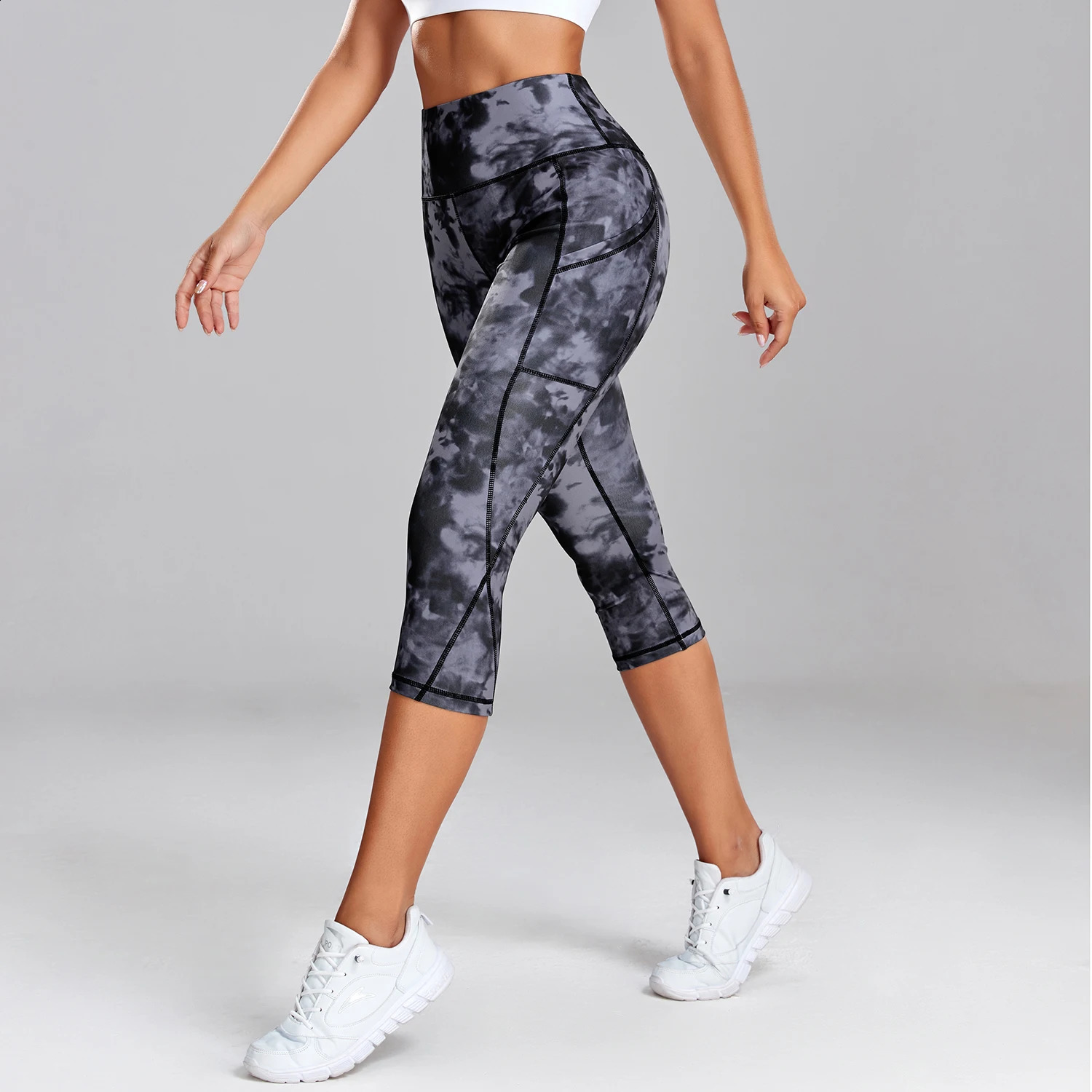 Yoga Pants Women with Pocket Capris Cropped Leggings Sport Girl Gym Pants Tummy Control Jogging Tights Female Fitness Trouers 250226