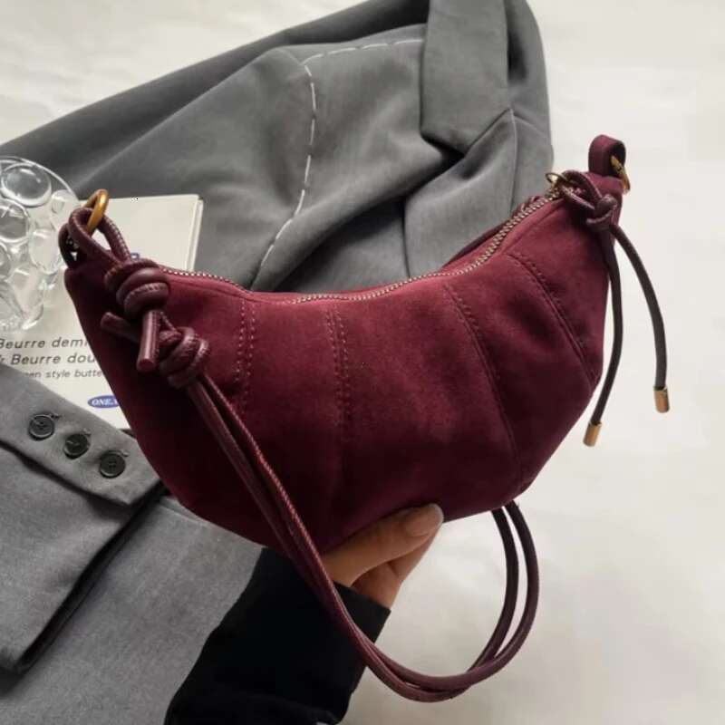 New Style5 High Quality Shoulder Veet Material Zipper Solid Color Simple Fashionable Crossbody Bag Soft Western Style Handbag