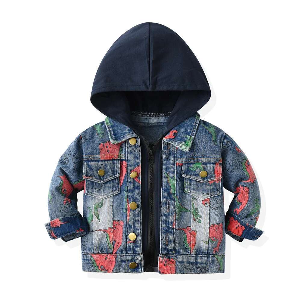 Ddmyshoesvip Boys Denim Jacket Spring Autumn New European And American Trendy Children S Hooded Jacket Casual Top