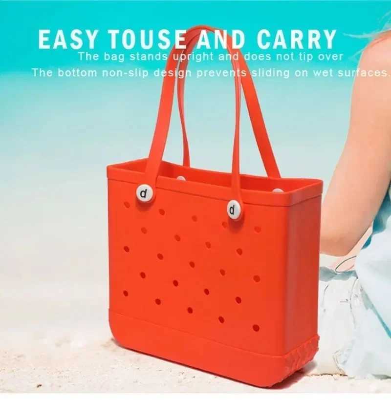 Rubber Women Bogg Bag Fashion Summer Pool Shoulder Handbag EVA Large Capacity Shopping Basket Female Pool Tote Beach Jelly BagC250228